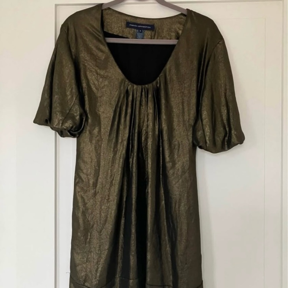 French Connection Shimmering Gold/Olive Dress